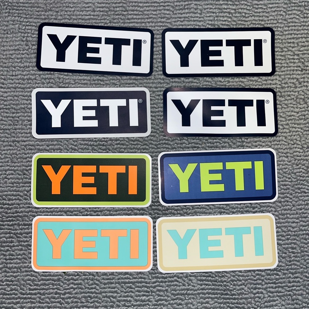 Lot of 8 NEW Yeti brand logo stickers multi-use - water bottle/cooler/laptop